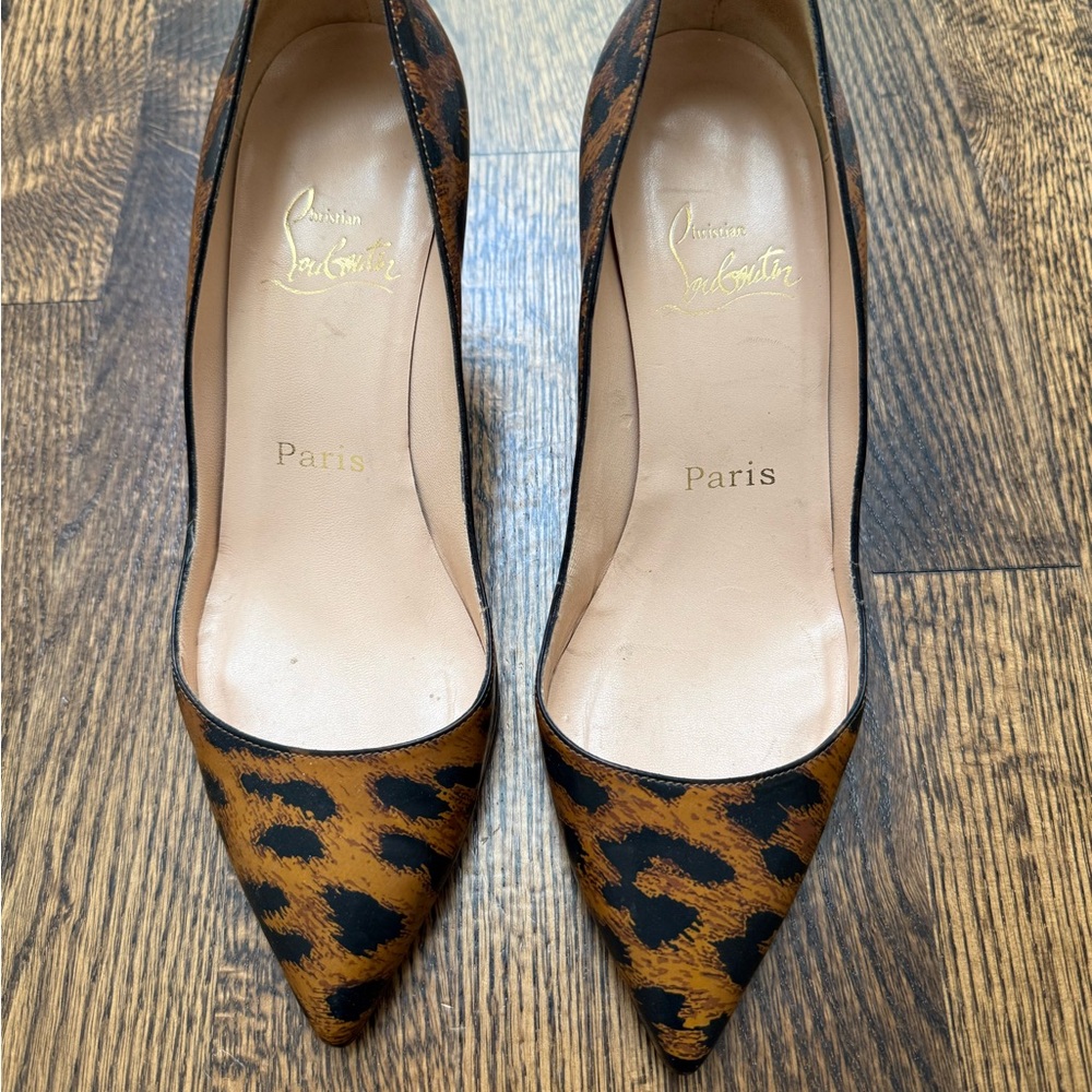 Christian Louboutin Brown Leopard Print Heels 38